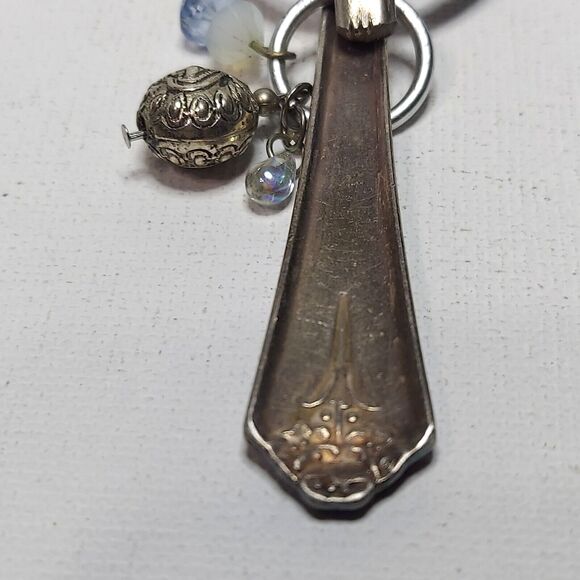 Necklace silver spoon handle beads on cord 20" - Picture 6 of 6